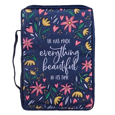 Picture of Bible Cover Canvas Large Navy Everything Beautiful Ecclesiastes 3