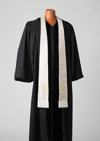 Picture of Silk White IHS on the Cross Stole