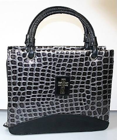Picture of Purse Crock Embossed Medium Black Bible Cover