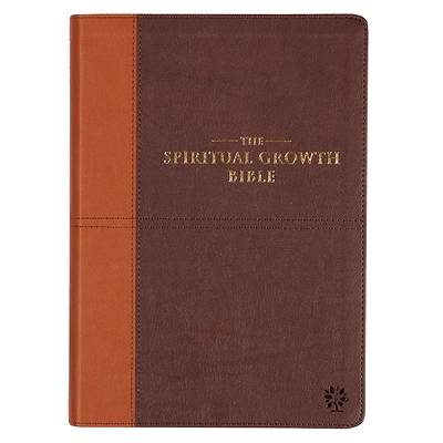 Picture of The Spiritual Growth Bible, Study Bible, NLT - New Living Translation Holy Bible, Faux Leather, Chocolate Brown/Ginger