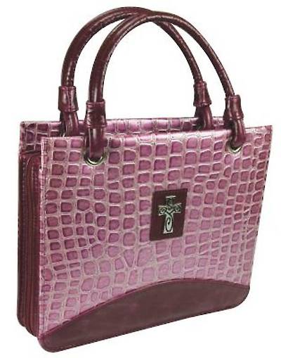 Picture of Crocodile Embossed Large Purple Purse Bible Cover