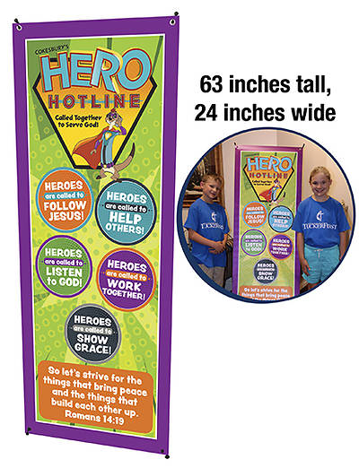 Picture of Vacation Bible School (VBS) Hero Hotline VBS Theme Banner X Stand Combo