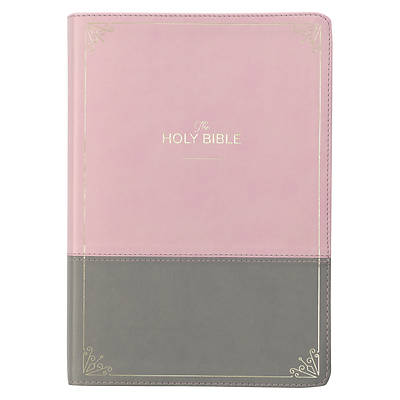Picture of KJV Super Giant Print Bible Two-Tone Pink/Gray Faux Leather