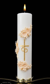 Picture of Cathedral Holy Matrimony Center Candle - Gold and Cream