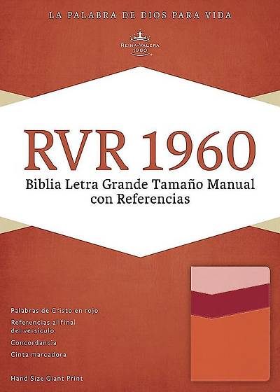 Picture of Rvr 1960 Biblia Letra Grande Tamano Manual Con Referencias, Mango/Fresa/Durazno Claro Simil Piel