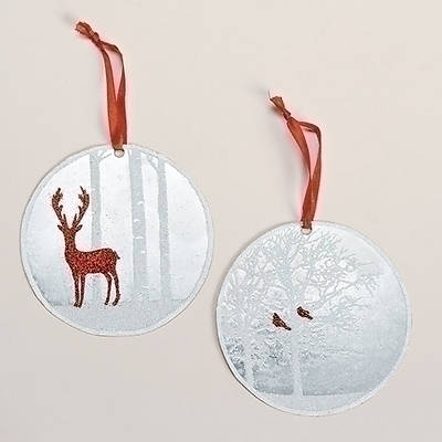 Picture of Christmas Scene Metal Disk Ornament 4" (2 Various designs)