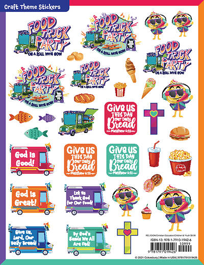 Picture of Vacation Bible School (VBS) Food Truck Party Craft Theme Stickers  (Pkg of 12)