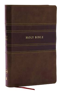 Picture of NKJV Holy Bible, Personal Size Large Print Reference Bible, Brown, Leathersoft, 43,000 Cross References, Red Letter, Thumb Indexed, Comfort Print