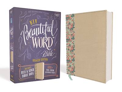 Picture of NIV, Beautiful Word Bible, Updated Edition, Peel/Stick Bible Tabs, Leathersoft Over Board, Gold/Floral, Red Letter, Comfort Print