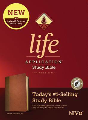 Picture of NIV Life Application Study Bible, Third Edition (Leatherlike, Brown/Tan, Indexed)