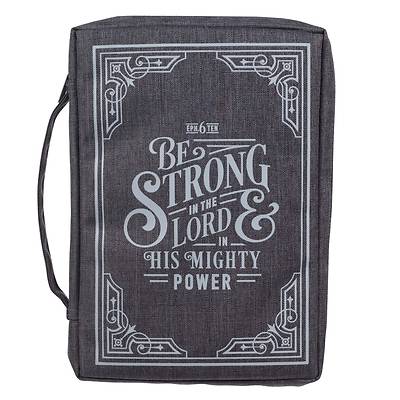 Picture of Bible Cover Canvas Medium Gray Be Strong in the Lord Ephesians 6