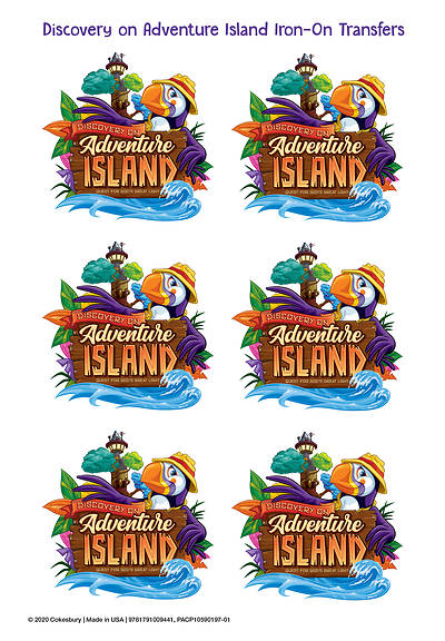 Picture of Vacation Bible School (VBS) 2021 Discovery on Adventure Island Iron-On Transfers (Pkg of 12)