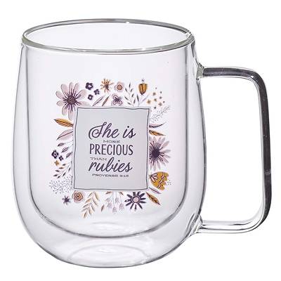 Picture of Glass Mug Double Wll She Is More Precious Proverbs 3