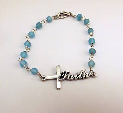 Picture of Frosted Aqua Rosary Bracelet
