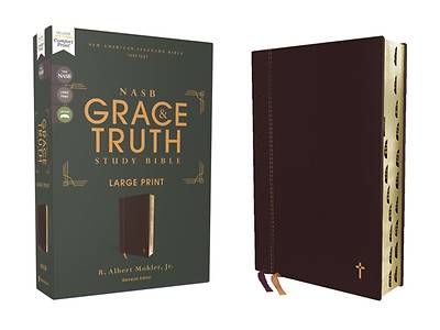 Picture of Nasb, the Grace and Truth Study Bible, Large Print, Leathersoft, Maroon, Red Letter, 1995 Text, Thumb Indexed, Comfort Print