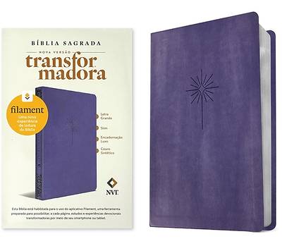 Picture of Bíblia Sagrada Nvt Slim Letra Grande Com Filament (Leatherlike, Purple)