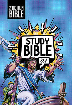 Picture of The Action Bible Study Bible Esv, Leathersoft, Blue, Full Color