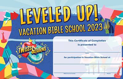 Picture of Vacation Bible School VBS 2023 Twists & Turns Completion Certificates PK50
