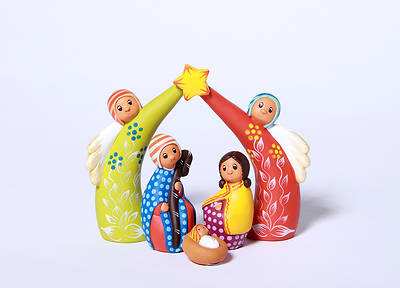 Picture of Ceramic Nativtiy Set With Angels And Star - Peru