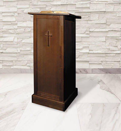 Picture of Full Lectern with Shelf - Walnut Stain