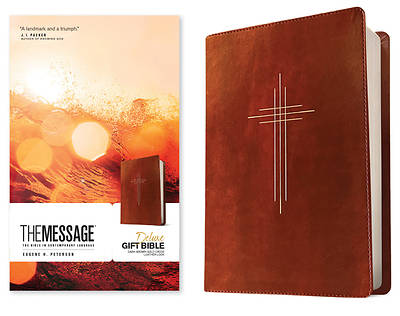 Picture of The Message Deluxe Gift Bible (Leather-Look, Dark Brown Gold Cross)