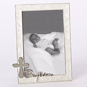 Picture of Ceramic Baptism Photo Frame With Cross