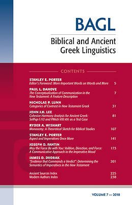 Picture of Biblical and Ancient Greek Linguistics, Volume 7