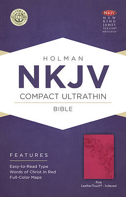 Picture of NKJV Compact Ultrathin Bible, Pink Leathertouch, Indexed