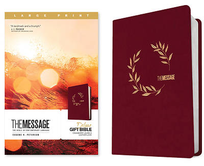 Picture of The Message Deluxe Gift Bible, Large Print (Leather-Look, Cranberry Laurels)