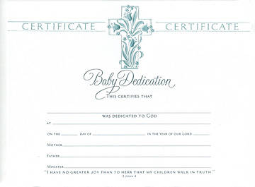 Picture of Foil-Embossed Cross Baby Dedication Flat Certificate (Package of 6)