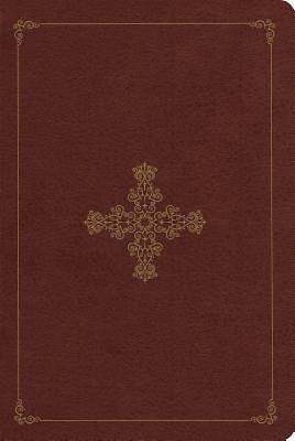 Picture of ESV Single Column Personal Size Bible (Trutone, Deep Brown, Ornate Cross Design)