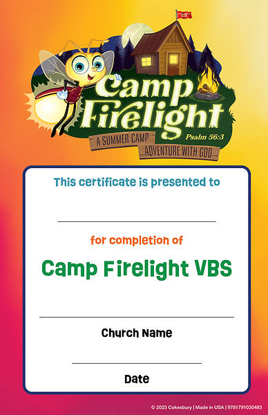 Picture of Vacation Bible School (VBS) 2024 Camp Firelight Student Certificates (Pkg of 48)