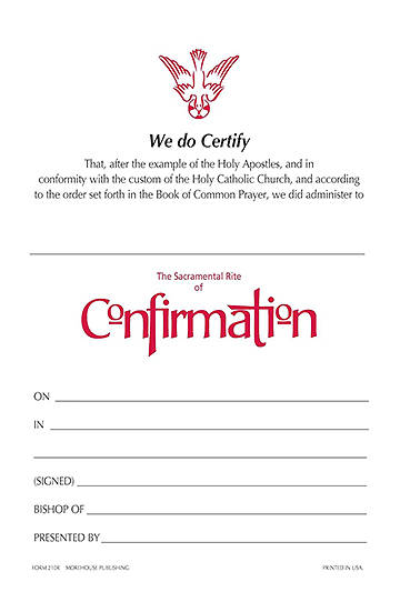 Picture of Confirmation Certificate pkg 25