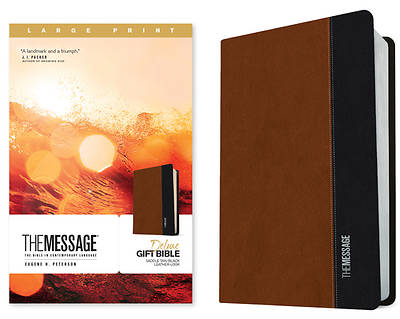 Picture of The Message Deluxe Gift Bible, Large Print (Leather-Look, Saddle Tan/Black)