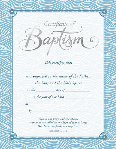 Picture of Certificate Baptism (Package of 6) Ephesians 4:4-5