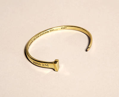 Picture of "John 3:16" Brass Cuffed Nail Bracelet