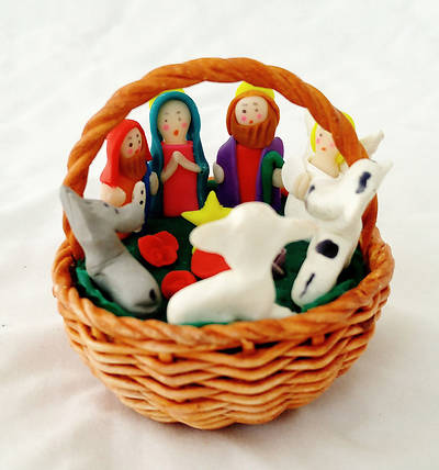 Picture of Basket Nativity Colorful Figures
