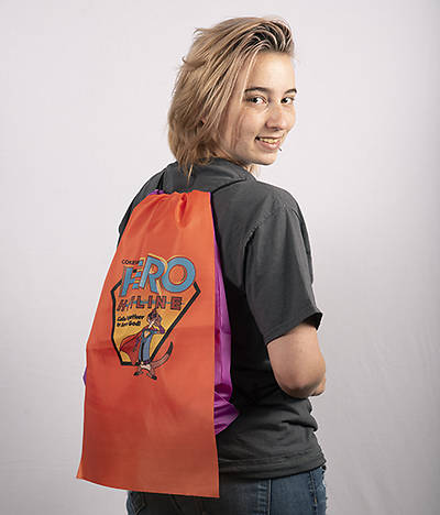 Picture of Vacation Bible School (VBS) Hero Hotline Drawstring Bag w/Cape (Pkg of 6)