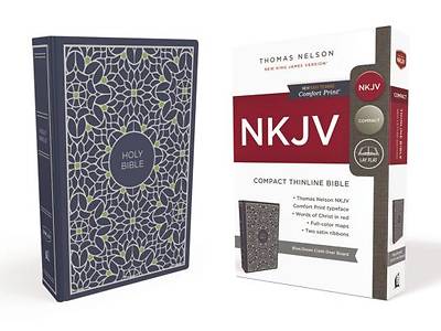 Picture of NKJV, Thinline Bible, Compact, Cloth Over Board, Blue/Green, Red Letter Edition
