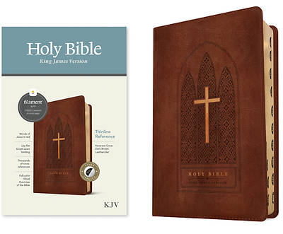 Picture of KJV Thinline Reference Bible, Filament Enabled Edition (Red Letter, Leatherlike, Reverent Cross Dark Brown, Indexed)