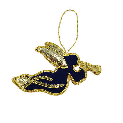 Picture of Blue Velvet Angel Ornament with Sequins Trim