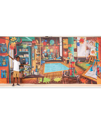Picture of Vacation Bible School (VBS) 2017 Maker Fun Factory Fabric Wall Hanging (set of 3 panels, total of 8' x 18')