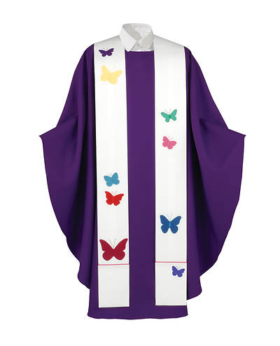 Picture of Colorful Butterflies White Stole