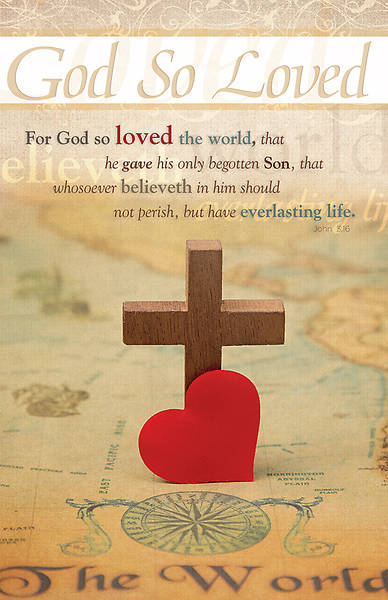 Picture of God So Loved Heart Cross General Regular Size Bulletin