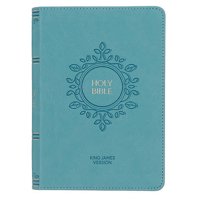Picture of KJV Holy Bible, Compact Large Print Faux Leather Red Letter Edition Ribbon Marker, King James Version, Aqua Blue