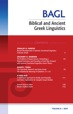 Picture of Biblical and Ancient Greek Linguistics, Volume 8