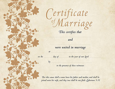 Picture of Certificate Marriage (Package of 6) Ephesians 5:31