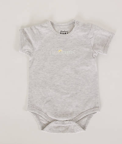 Picture of Heather Gray 3-6mo I Am Blessed Snapshirt