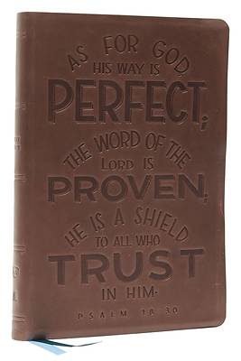 Picture of Nkjv, Thinline Bible, Verse Art Cover Collection, Genuine Leather, Brown, Thumb Indexed, Red Letter, Comfort Print