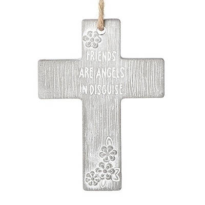 Picture of Friends Are Angels In Disguise Cement Cross 4"